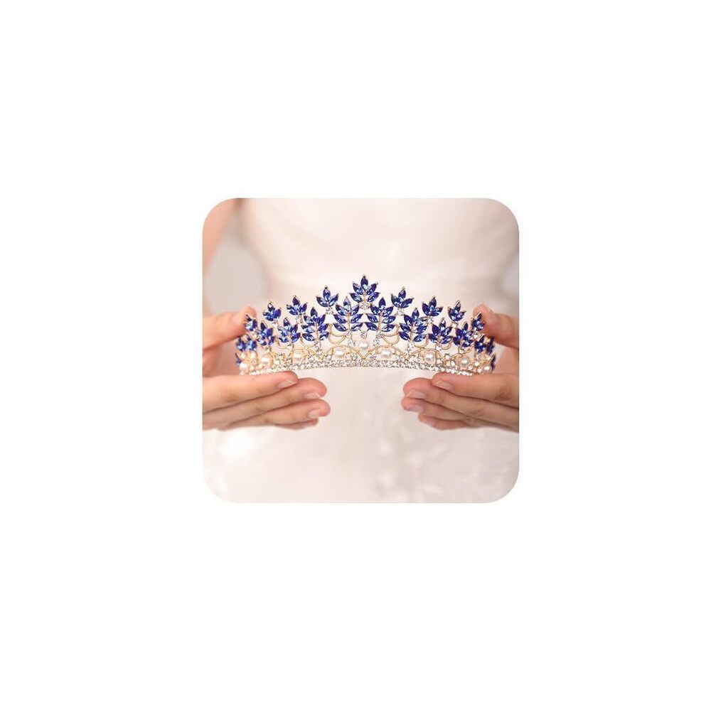 7586 Baroque Tiara Crown Pearl Floral Queen Crown Bridal Headpieces